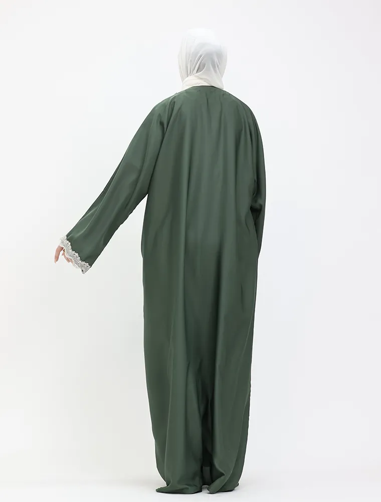 Sage Lux Lace Abaya 2 Peice